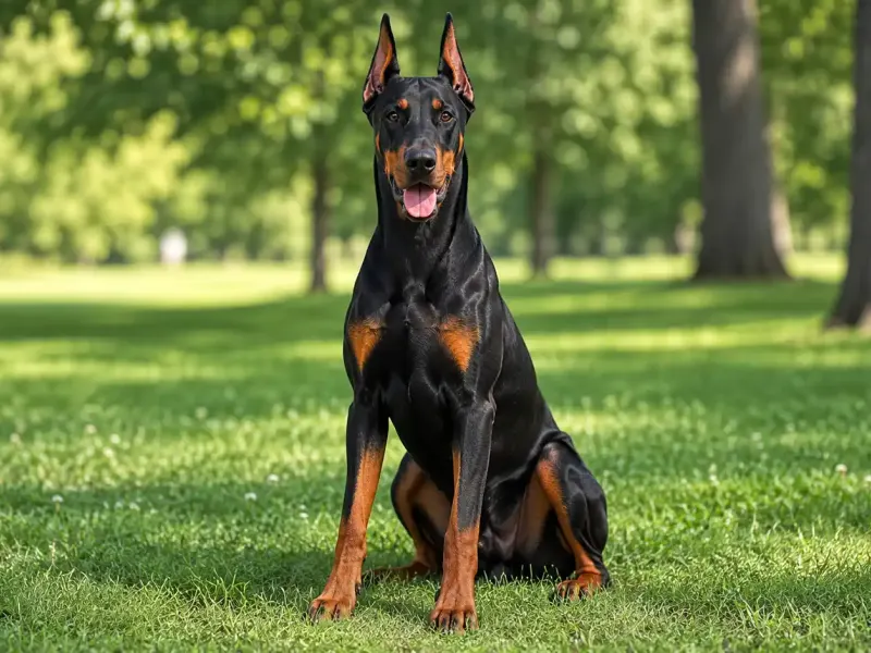 Dobermann fekete-vörös jegyekkel