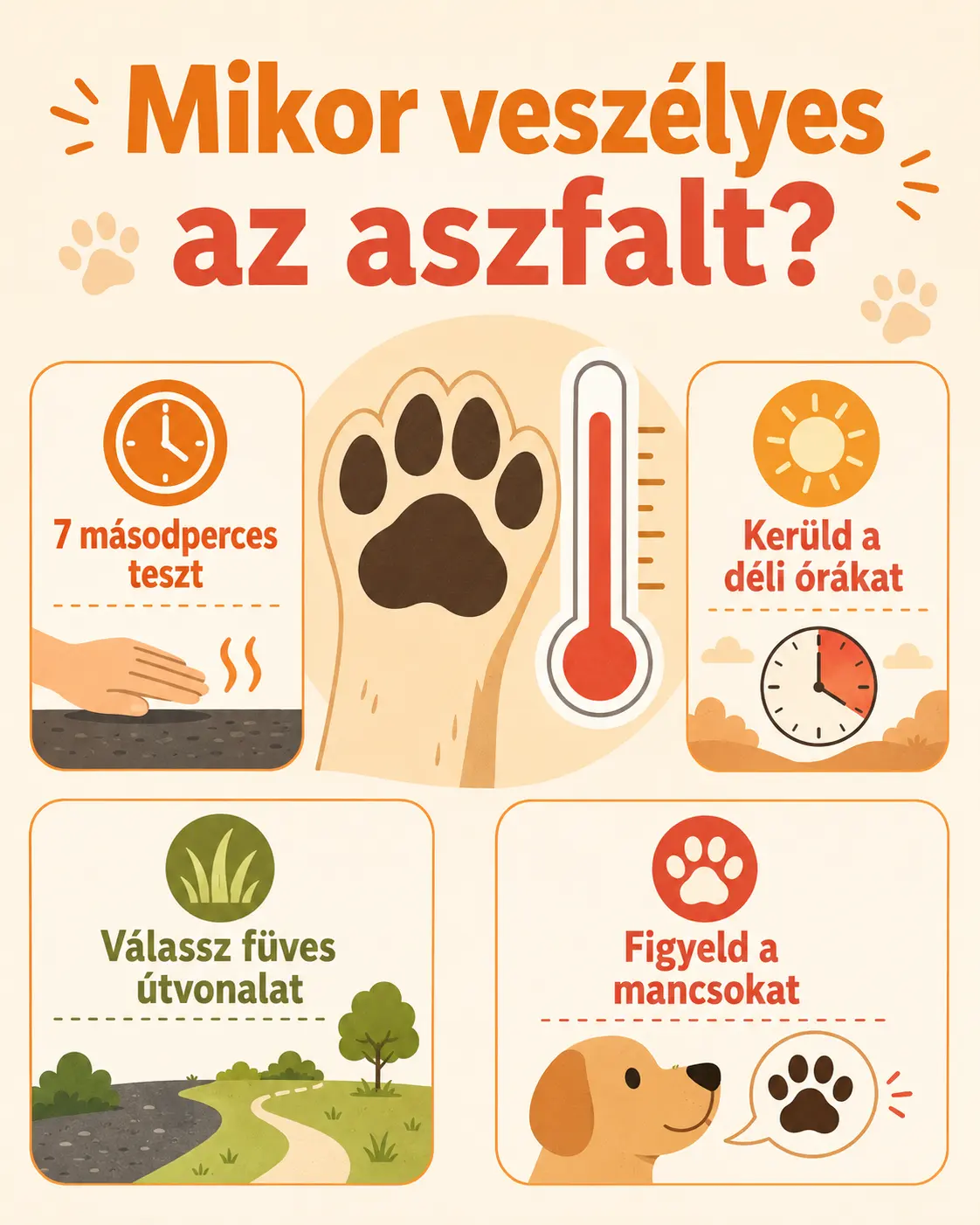 Forr&oacute; aszfalt &eacute;s kutyamancs: mikor biztons&aacute;gos a s&eacute;ta?