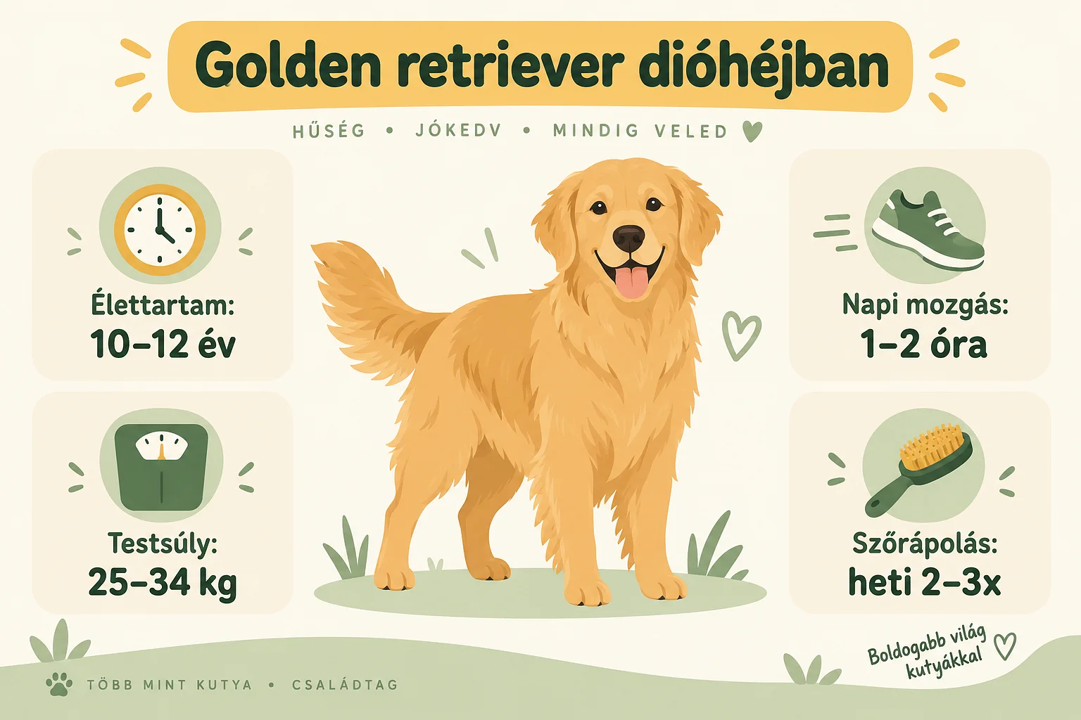 Golden retriever: jellem, gondoz&aacute;s &eacute;s csal&aacute;di &eacute;let